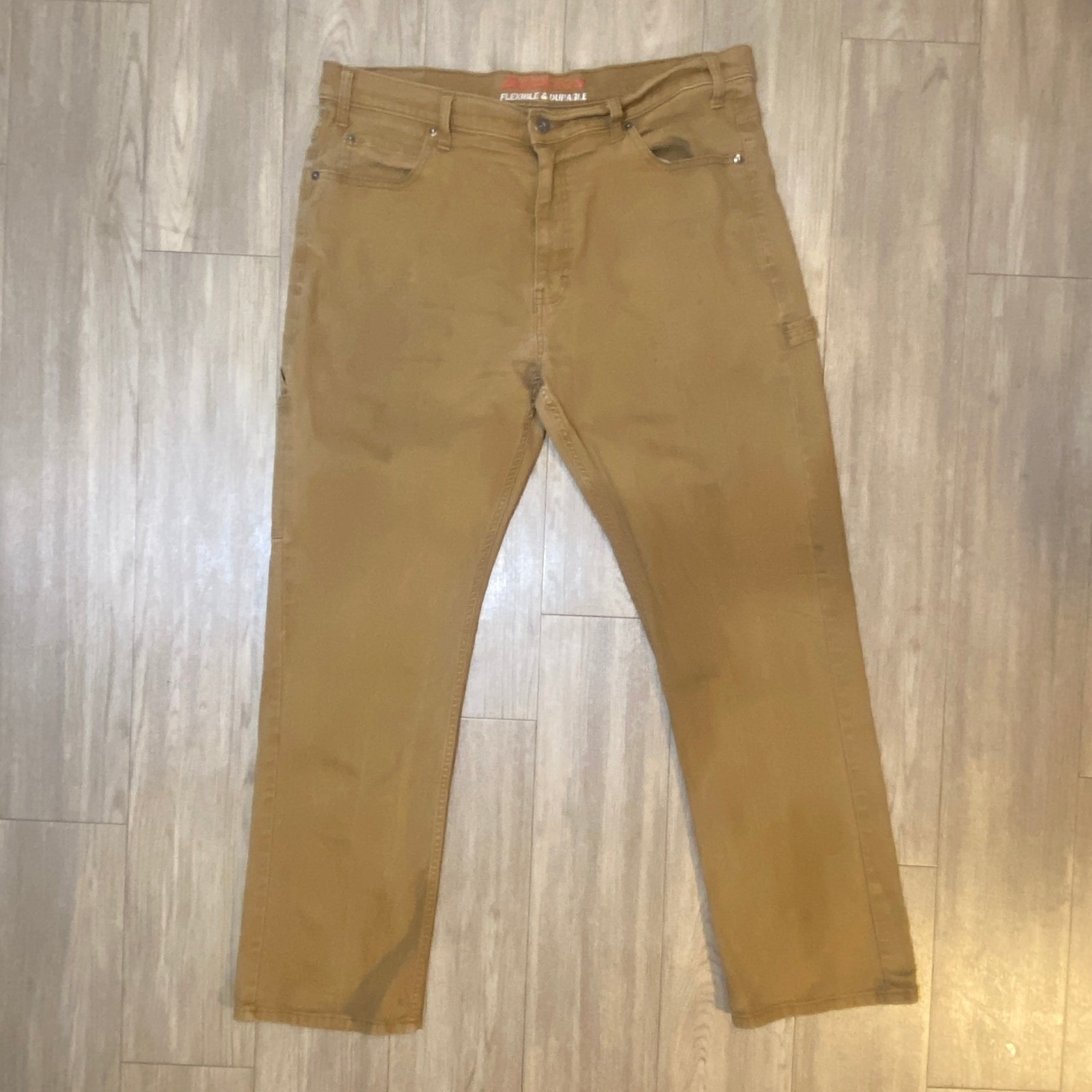 Dickies Mens Flexible & Durable Carpenter Pants Brown Canvas 39x30 Workwear